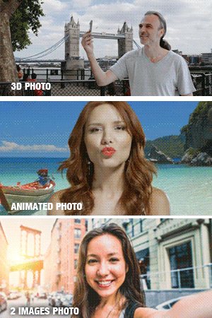 PhotoSeflie 3D. Turn your selfie to an amazing lenticular picture. 3D effect, Animation effect, Flip images effect. 